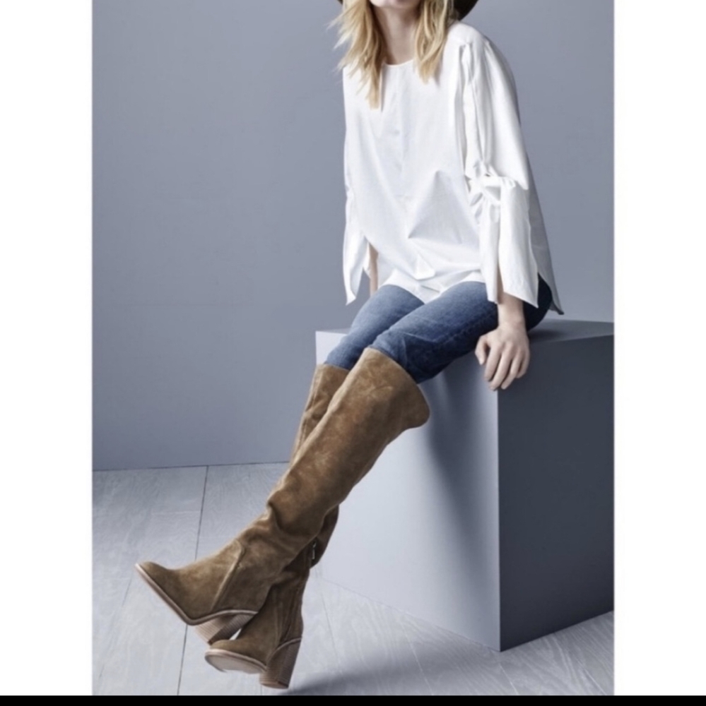 Vince Camuto "Melaya" brown suede leather chic over the knee boots. Sz 8.5